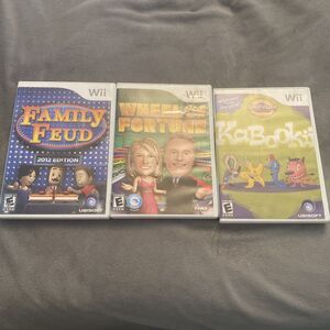 Nintendo Wii Family Game Lot Of 3 Family Feud Wheel Of Fortune Kabooki